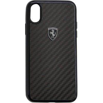 Ferrari Heritage Real Carbon Hard Case - дизайнерски карбонов кейс за iPhone XS, iPhone X (черен)