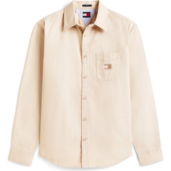 Tommy Hilfiger Риза Tommy Jeans Men's Washed Twill Long Sleeve Plain Shirt - Gulf Sand
