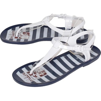 Силиконови сандали в бяло и тъмносиньо