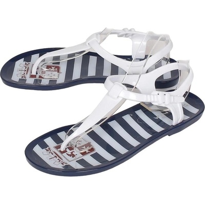 Силиконови сандали в бяло и тъмносиньо