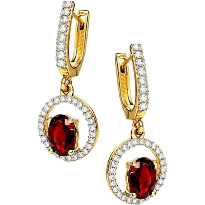 Zlaton Náušnice žluté zlato s červeným kamenem 2.7cm 3.65g 000610907249