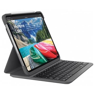 Logitech Slim Kayboard Folio - безжична клавиатура, кейс и поставка за iPad Pro 12.9 (2018) (черен)