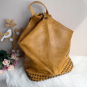 Image 1 of Жълта Кожена Дамска Раница Модел-Х303