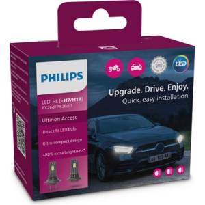 Philips Крушки, LED, фар PHILIPS H7, 12V, 16W, 6000K, 1500lm, 2 бр