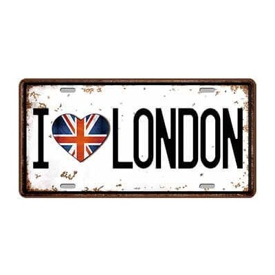 Ceduľa značka I love London 30,5cm x 15,5cm Plechová tabuľa