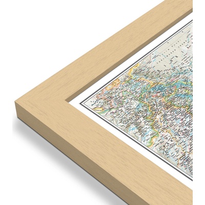 National Geographic Indie - nástěnná mapa Classic 60 x 76 cm Varianta: mapa v dřevěném rámu, Provedení: Pegi přírodní