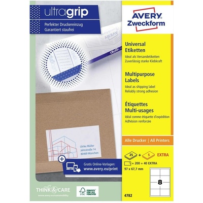Avery-Zweckform 4782 97 x 67.7 mm papier biela 240 ks trvalé univerzálne etikety atrament, laser, kópie; 4782