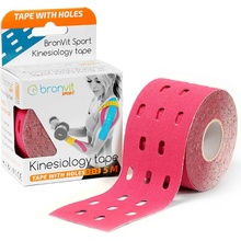 BronVit Sport Kinesio Tape děrovaný tejpovací páska růžová 5 cm x 5 m