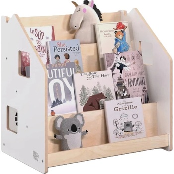 BusyKids Dětská knihovna Domeček - oboustranná natur/bílá