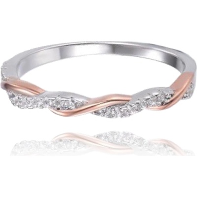 Minet 0253 Rose gold stříbrný prsten s bílými zirkony