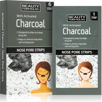 Beauty Formulas Charcoal почистваща лепенка за запушени пори по носа 6 бр