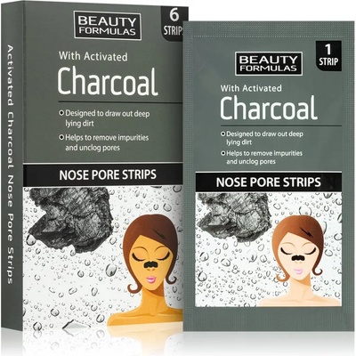 Beauty Formulas Charcoal почистваща лепенка за запушени пори по носа 6 бр