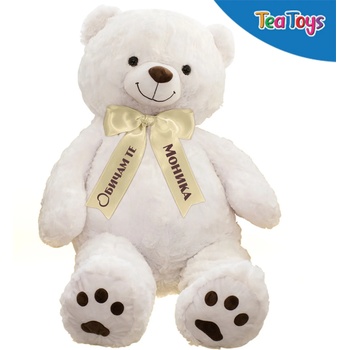 Плюшено мече с надписана панделка, екрю, 100 см (46078Н)