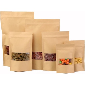 Image 1 of Стоящ хартиен плик с цип 16х27+(2х4, 5), Кафяв с прозорец