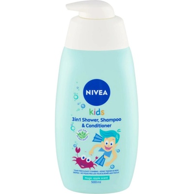 Nivea Kids Magic Apple Scent dětský sprchový gel, šampon a kondicionér 3 v 1 500 ml