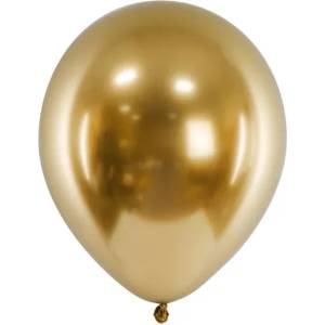 PartyDeco Балон латекс - хром злато 10 бр