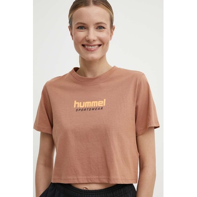 Hummel Памучна тениска Hummel в кафяво (223945)