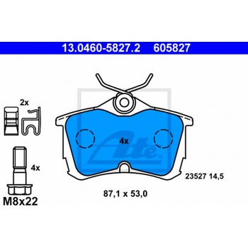 Sada brzdových platničiek, vždy 4 kusy v sade ATE 13.0460-5827.2 (13046058272)