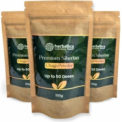 Herbatica Zvýhodnený set: Prémiová čaga sibírska 100% prášok 3 x100 g