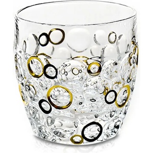 Bohemia 1845 Чаша за уиски Bohemia 1845 Lisboa Gold and Black Circles 350ml, 6 броя (1005777) - topmall
