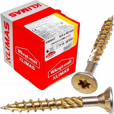 Konstrukční vrut 5x40 TX 25 zápustná hlava zinek žlutý (500 ks/bal) TORX