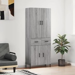 vidaXL Висок шкаф, сив сонома, 69, 5x34x180 см, инженерно дърво (3198159)