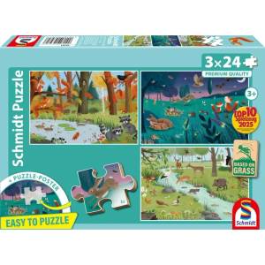 Schmidt Spiele Детски пъзел Schmidt от 3 x 24 части - Горски и полски животни (56581) - ozone