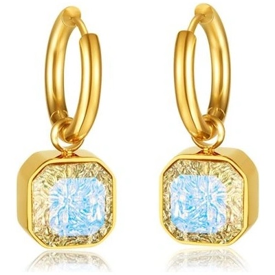 Impress Jewelry dámské ocelové kruhové náušnice s třpytivým přívěškem zlaté GE837s1