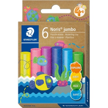 STAEDTLER Пластилин Staedtler Noris Jumbo, 6 цвята, glitter