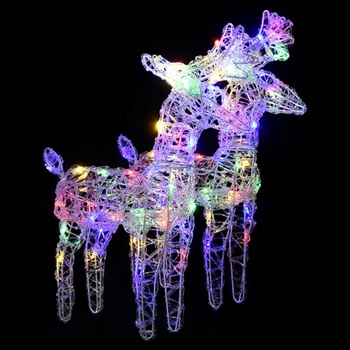Vidaxl Vianočné soby 2 ks viacfarebné 80 LED akrylové