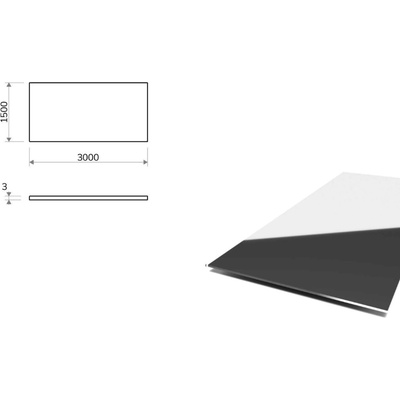 Nerezový plech leštěný (1.4301/7 - 2R) 1,5x3 m, tloušťka 3 mm + fólie