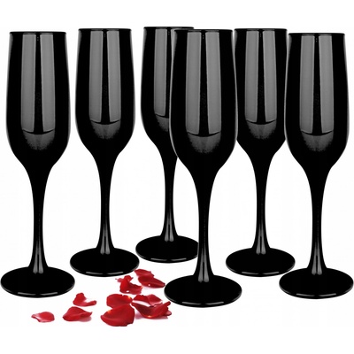 GLASMARK Skleničky na šampaňské prosecco Černá vysoká 6 x 200 Ml
