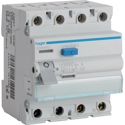 HAGER RCCB prúdový chránič 3P+N 40A 30mA 6kA A CDA440J