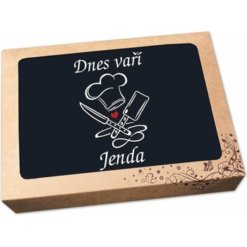 Povlečení Plus Dárková zástěra pro kuchaře černá 72x100 Dnes vaří + text na přání