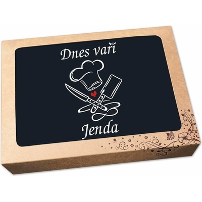 Povlečení Plus Dárková zástěra pro kuchaře černá 72x100 Dnes vaří + text na přání