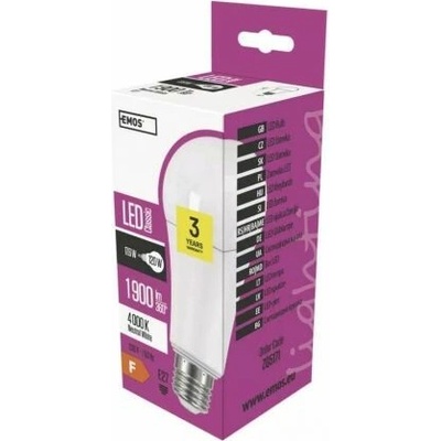 Emos LED žárovka Lighting E27, 220-240V, 17.6W, 1900lm, 4000k, neutrální bílá, 30000h, Classic A67 143x67x67mm
