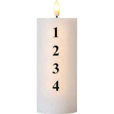 SIRIUS LED svíčka na baterie vosková Sille adventní s čísly, Ø 7 × 15 cm, bílá/černá