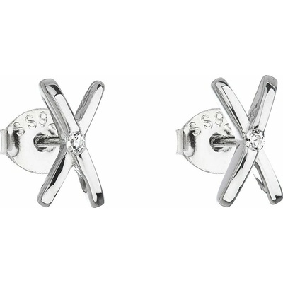 Evolution Group Strieborné náušnice kôstky Krížiky so zirkónmi 11094.1