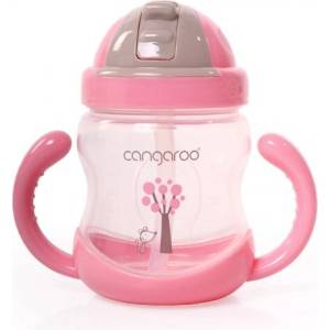 Cangaroo Чаша с пластмасова сламка Cangaroo - Розова, 280 ml (106618) - kindermarket