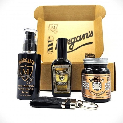 Morgan's Pomade Morgan’s Луксозен комплект - одеколон, афтършейв, брилянтин и кожен ключодържател