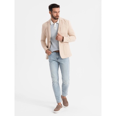 Ombre Clothing Мъжко бежово сако SLIM от фино структуриран плат Ombre Clothing | Bezhov | МЪЖЕ | XL