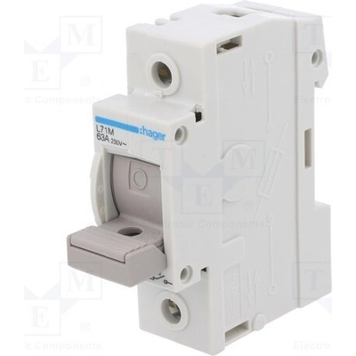 HAGER L71M Pojistkový odpojovač; D02; na přípojnici DIN; 63A; 400V; Póly: 1