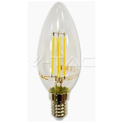 V-Tac LED žiarovka E14 teplá biela filament 4W