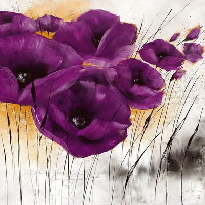 Fialové máky 1 deska 70x70