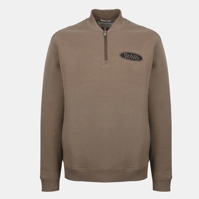 Jack Wills Men's Americano Cotton Long Sleeve Oversized Fit 1/4 Zip Fleece - Fawn