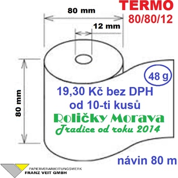 Termo 80/80/12 80 m 1ks=19,30 Kč cena za: 48g/m² 1 ks kotouček