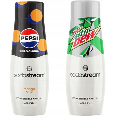 Sada 2 koncentrátů do vody. Sodastream Pepsi MAX Mango + Mountain Dew