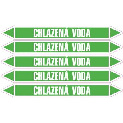 Grafiko | Chlazená voda - dle ČSN 13 0072 - Materiál fólie s ochrannou laminací, Rozměr aršík 5ks šipka 242x26mm