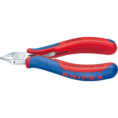 KNIPEX - Štípací kleště boční - 115mm, pro elektroniku, špičaté ploché čelisti, s malou fazetou, dvousložkové rukojeti (7752115)