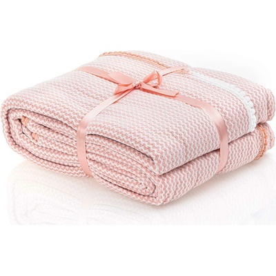 EVIM HOME Jemný tkaný prehoz na pohovku aj posteľ COMFORT s brmbolcom lososový lososová Bavlna 220x230 cm